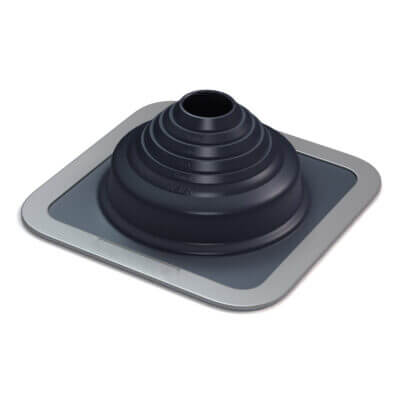 Black hi-temp roof boot with silver border